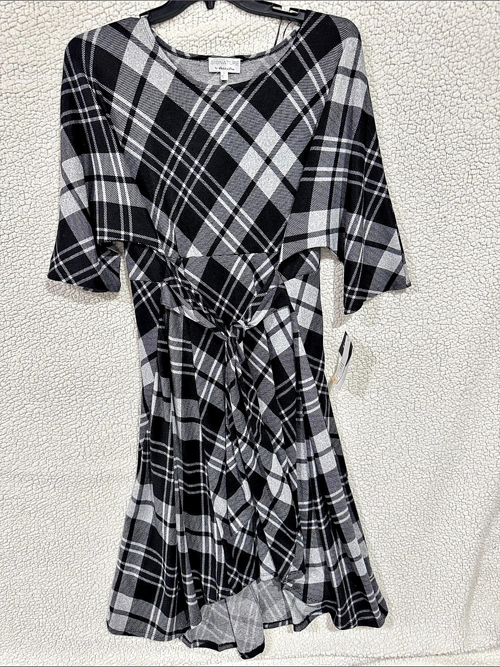 Signature by Robbie Bee Plaid Midi Dress Black & White Size 2X NWT